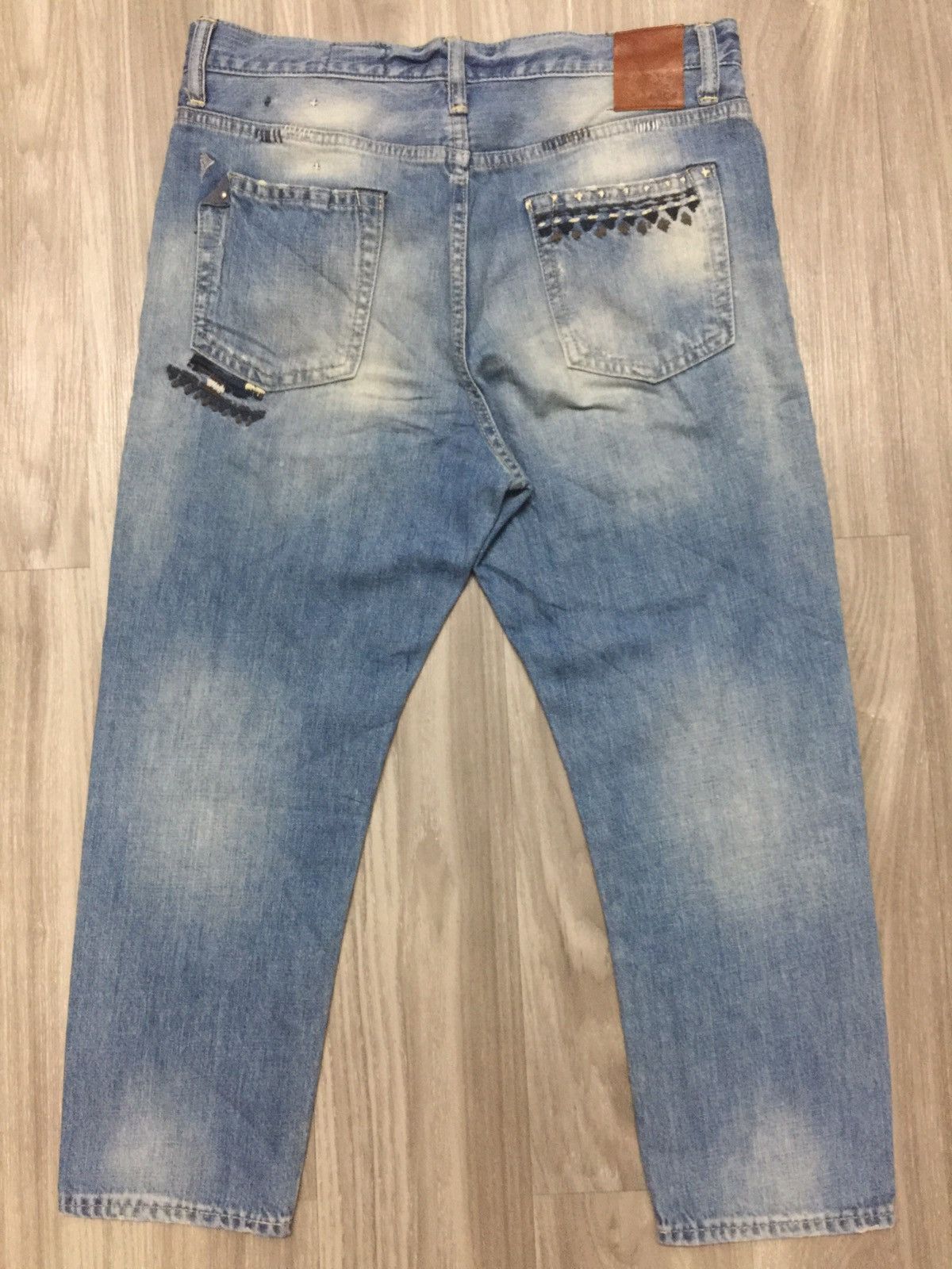 Japanese Brand ANTGAUGE DENIM JEANS PATCHWORK DISTRESSED ANKLE JEANS Size US 32 / EU 48 - 4 Thumbnail