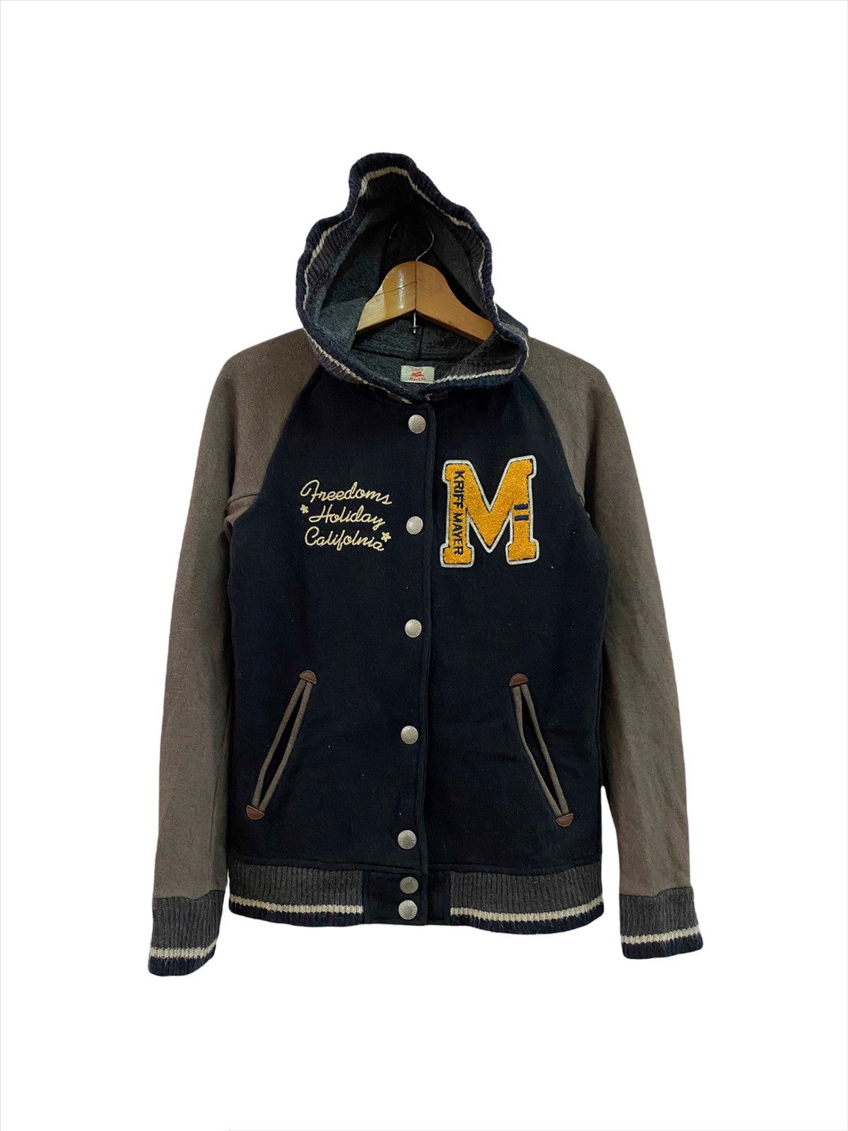 Vintage Vintage Varsity Hoodie Kriff Mayer Patches Letterman Jacket Size US M / EU 48-50 / 2 - 1 Thumbnail