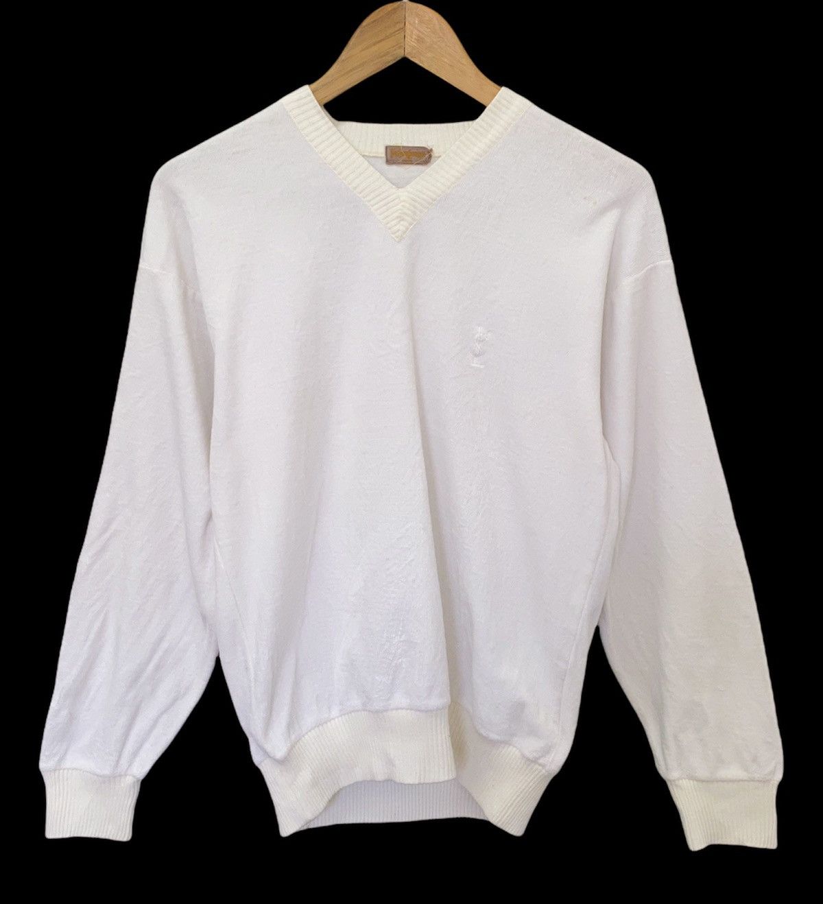 Vintage × Yves Saint Laurent 🔥VINTAGE YVES SAINT LAURENT V-NECK SWEATSHIRT JUMPER Size S / US 4 / IT 40 - 1 Thumbnail