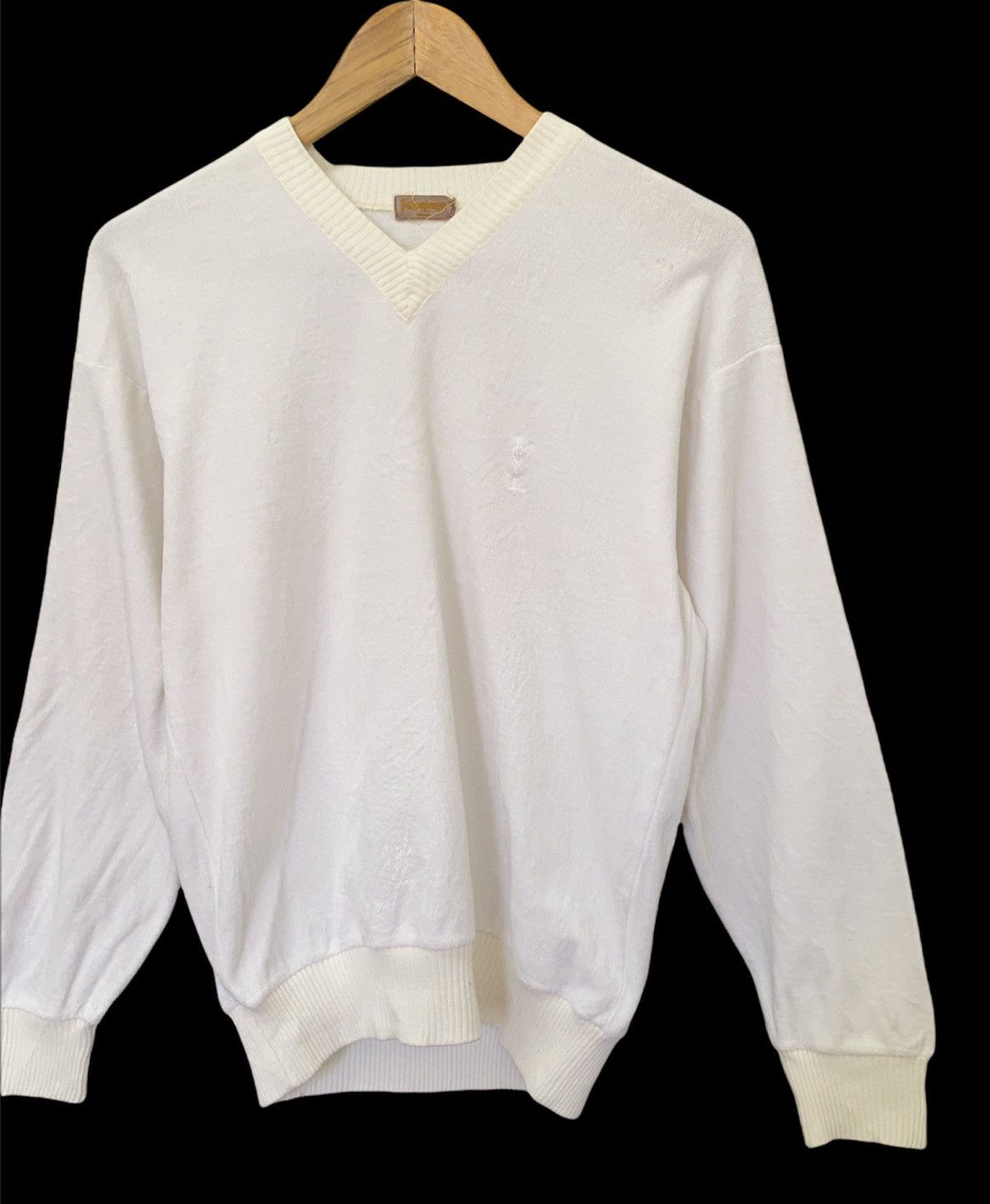 Vintage × Yves Saint Laurent 🔥VINTAGE YVES SAINT LAURENT V-NECK SWEATSHIRT JUMPER Size S / US 4 / IT 40 - 2 Thumbnail