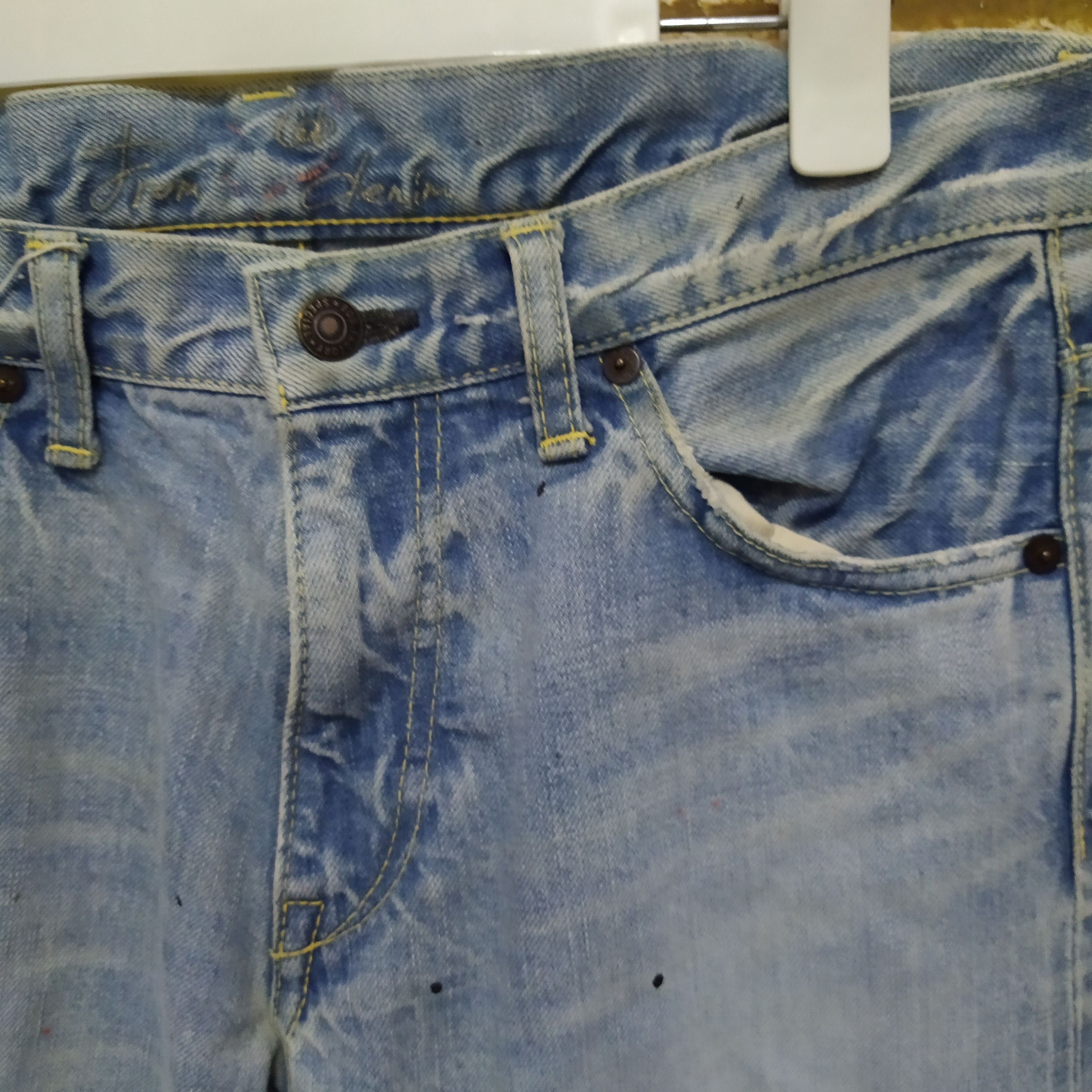 FOB Factory FOB FACTORY JAPAN SELVEDGE DISTRESSED DENIM (D108) Size US 31 - 5 Thumbnail