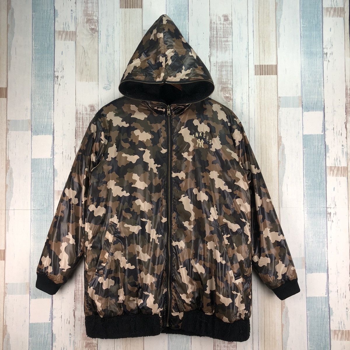 MLB Vintage New York Yankees MLB byLB03 Riversible Fleece Hoodie Size US XL / EU 56 / 4 - 8 Thumbnail