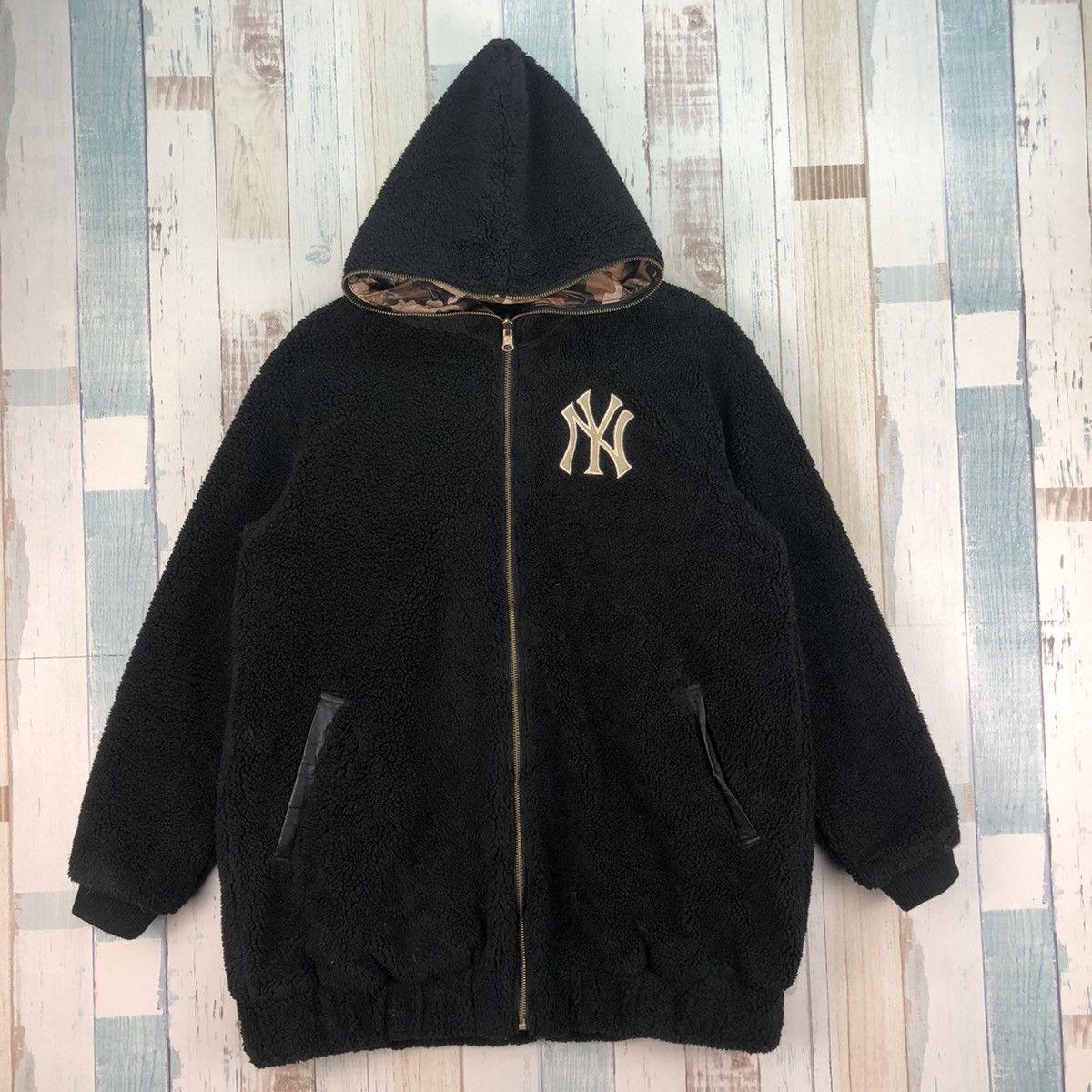 MLB Vintage New York Yankees MLB byLB03 Riversible Fleece Hoodie Size US XL / EU 56 / 4 - 2 Thumbnail