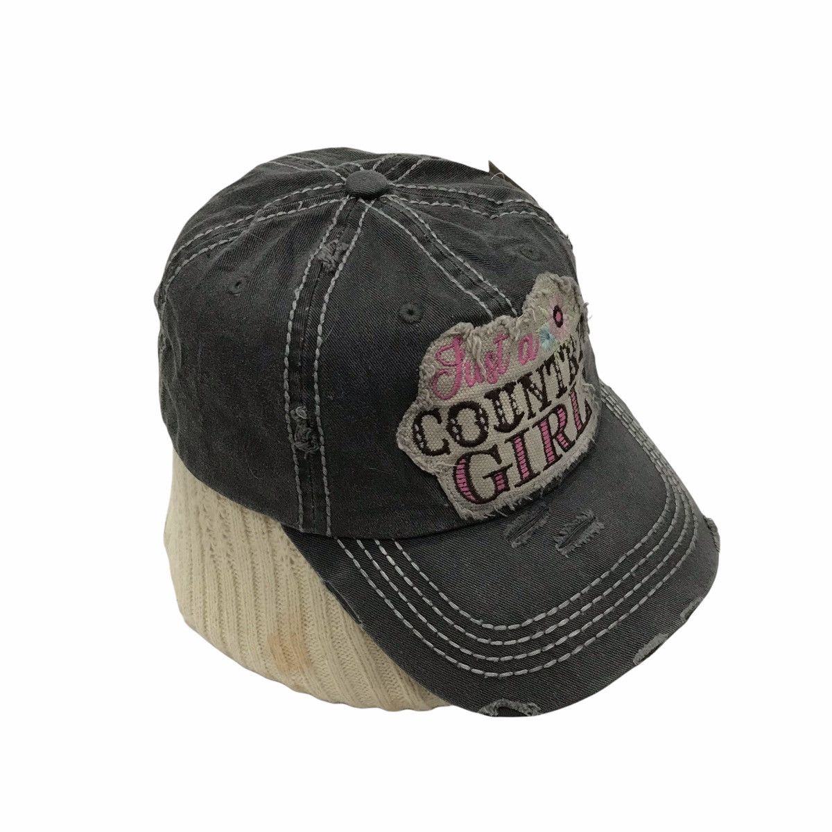 Designer KBETHOS Vintage Just a Country Girl Distressed Hats Caps Size ONE SIZE - 4 Thumbnail