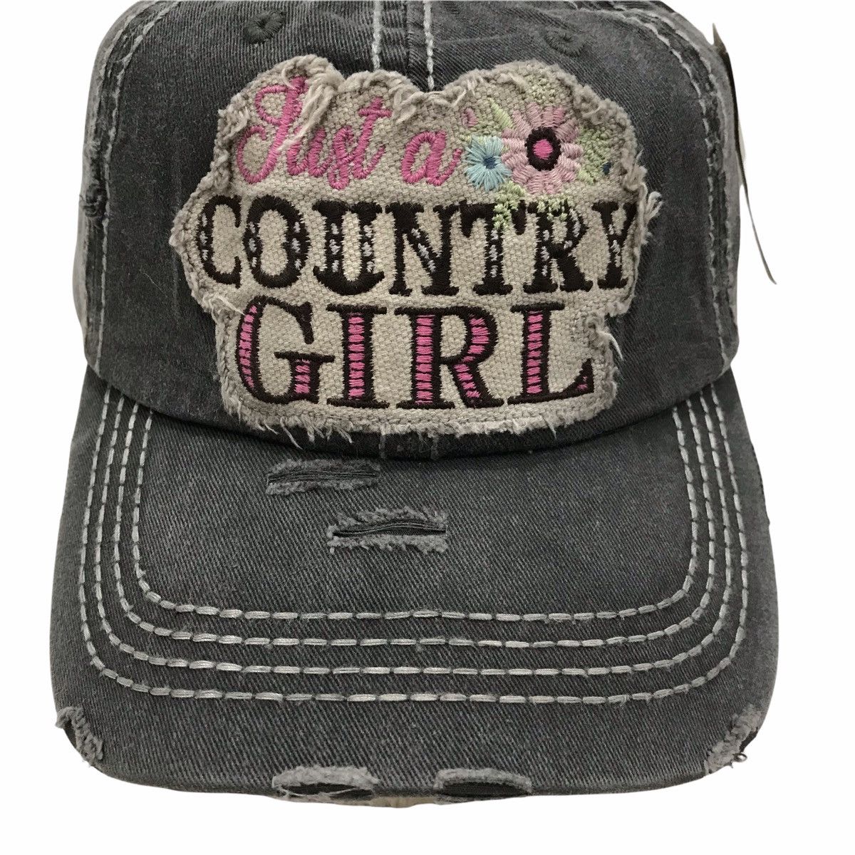Designer KBETHOS Vintage Just a Country Girl Distressed Hats Caps Size ONE SIZE - 2 Thumbnail