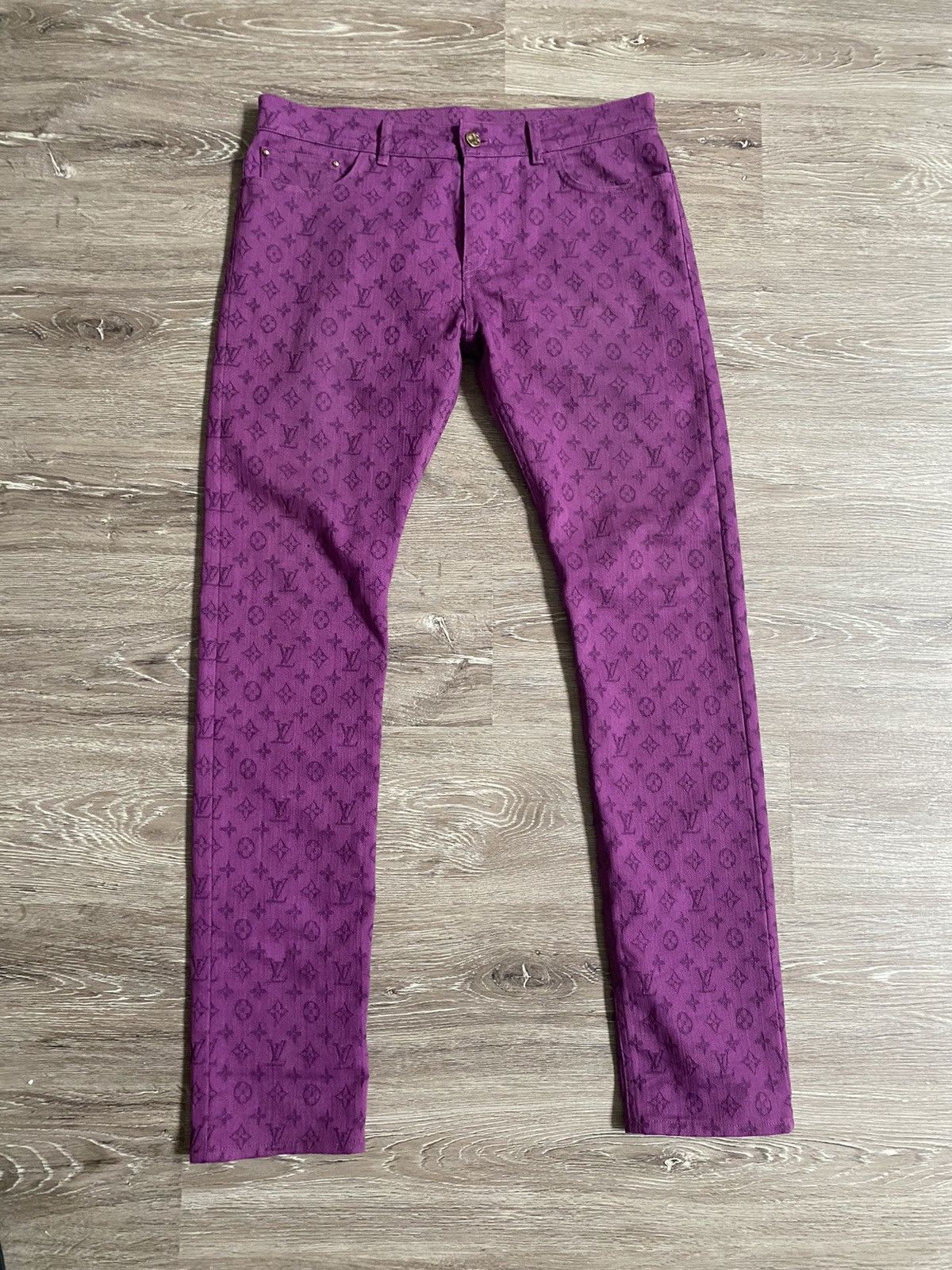 Purple Men's Tuffetage Monogram Skinny Jeans