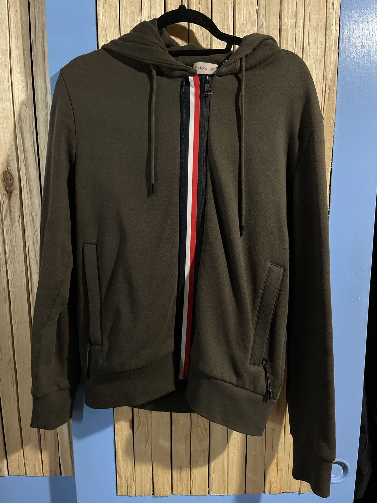 image of Moncler Zip Hoodie in Green, Men's (Size Medium)