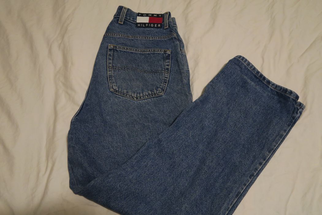 Vintage VTG 90s Tommy Hilfiger Baggy Jeans Straight 33x30 Big Flag ...