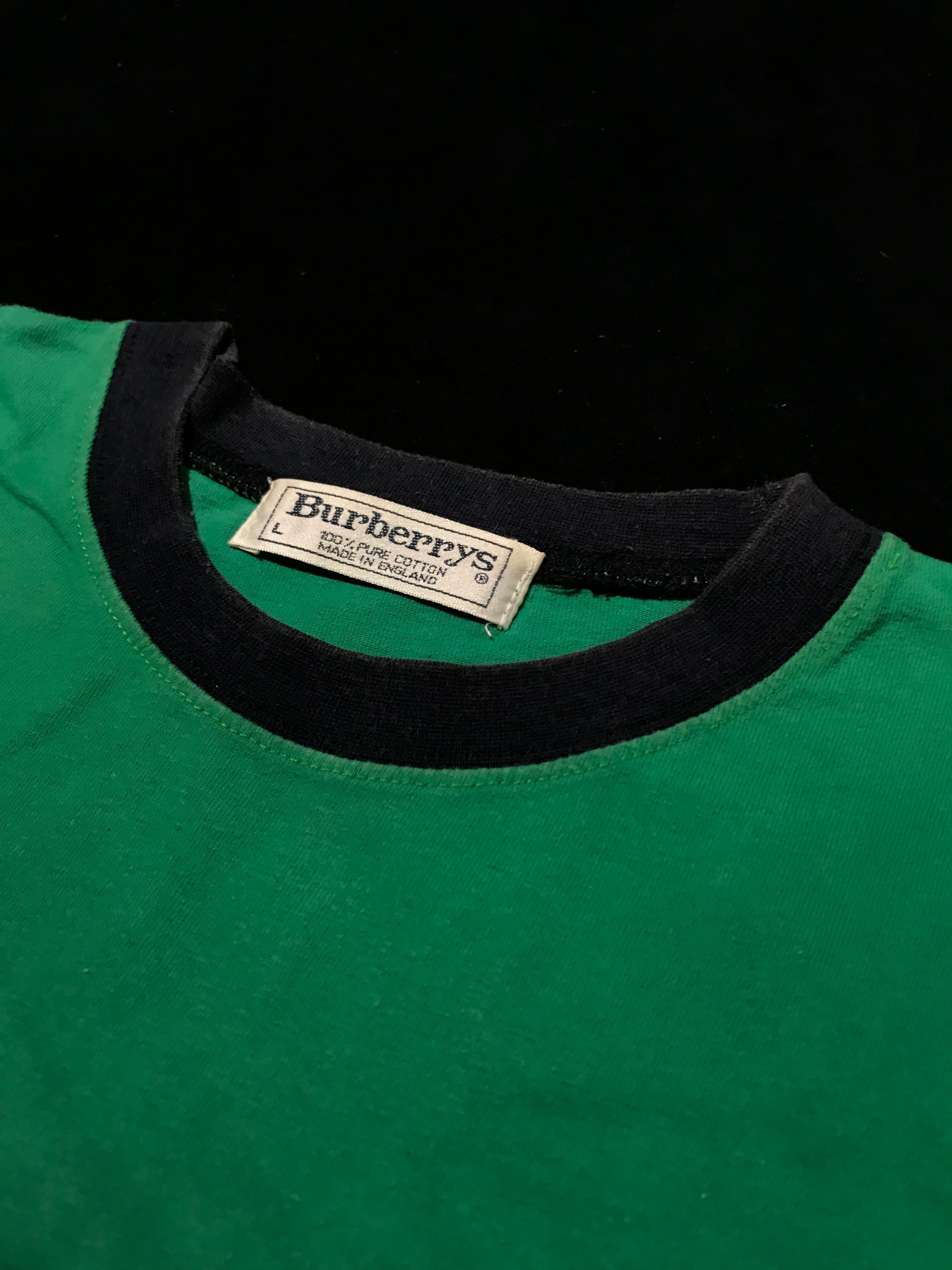 Burberry × Vintage Vintage Burberrys Spell Out Embroidered Ringer Tshirt Size US L / EU 52-54 / 3 - 4 Thumbnail