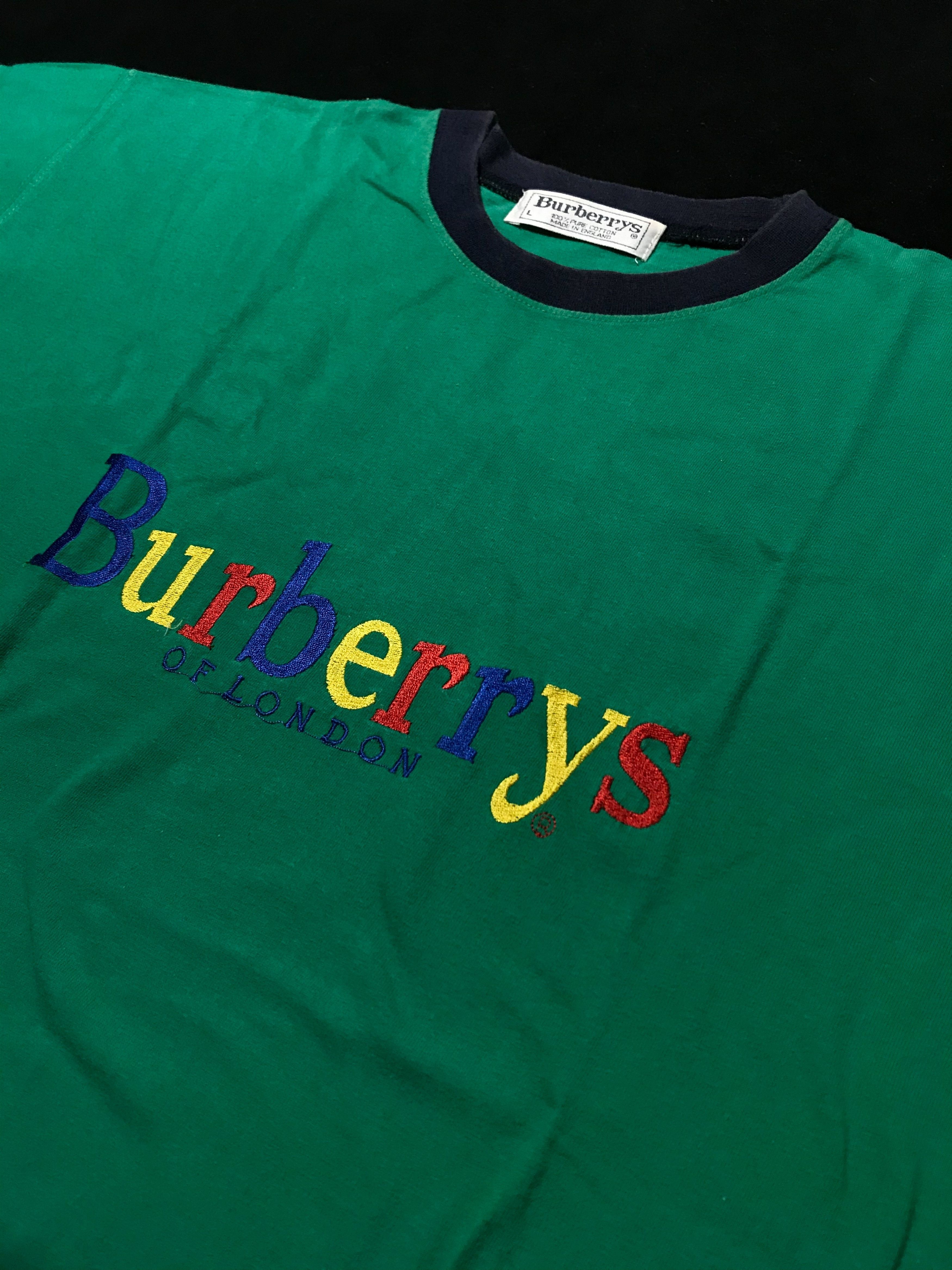 Burberry × Vintage Vintage Burberrys Spell Out Embroidered Ringer Tshirt Size US L / EU 52-54 / 3 - 2 Thumbnail