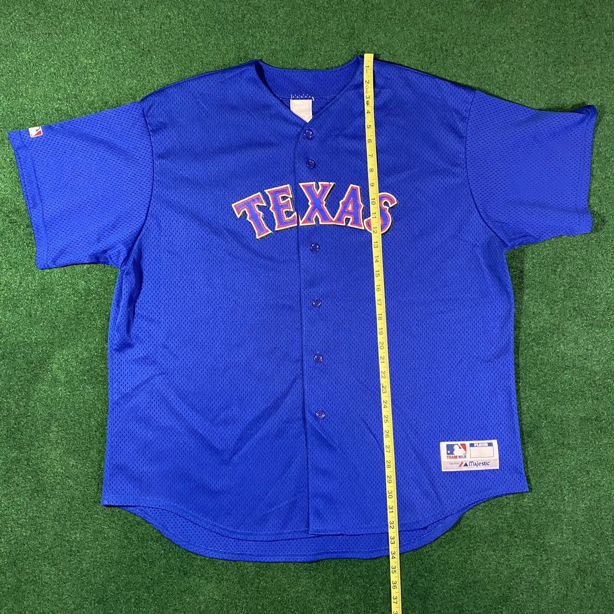 Vintage Texas Rangers MLB Baseball Blue Mesh Majestic Jersey