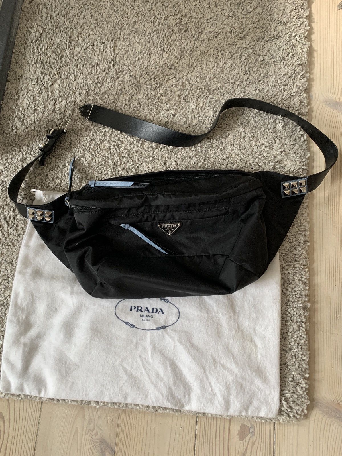 Prada LAST DROP! SS18 PRADA STUDDED ROCKSTAR BELT CROSSOVER BAG 