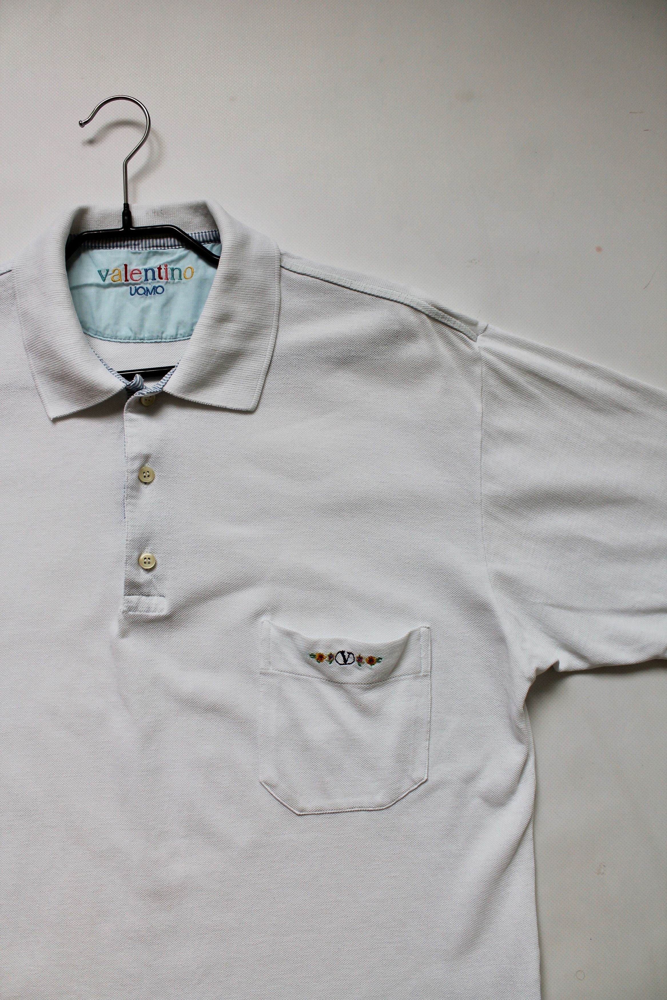 Valentino VALENTINO Uomo Vintage Polo Shirt XL White Cotton Size US XL / EU 56 / 4 - 1 Thumbnail