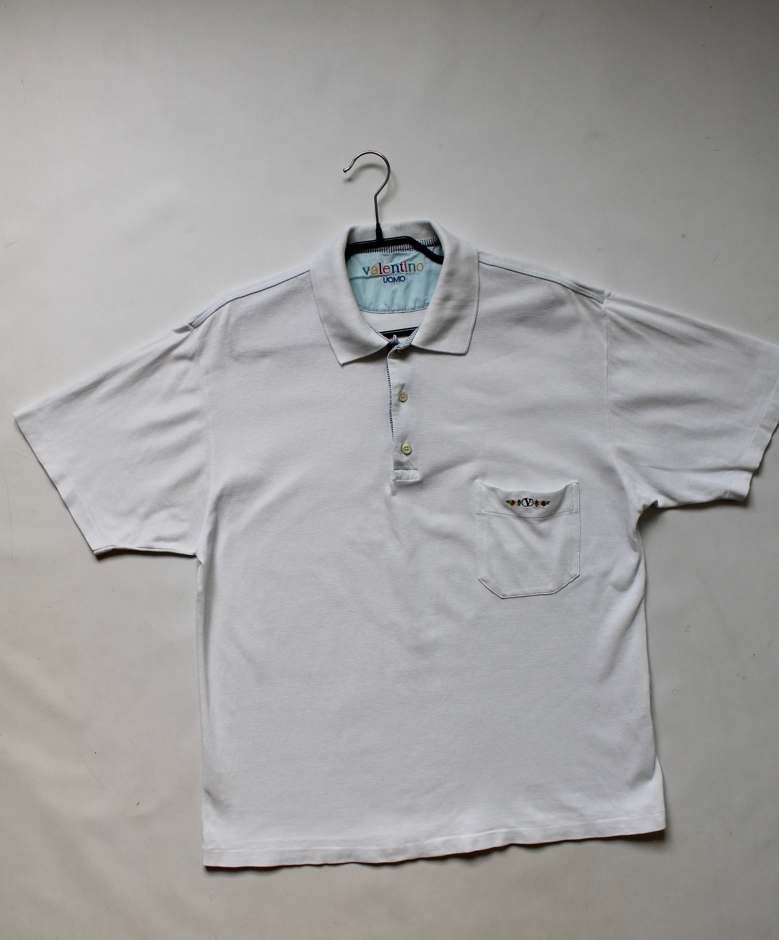 Valentino VALENTINO Uomo Vintage Polo Shirt XL White Cotton Size US XL / EU 56 / 4 - 2 Thumbnail