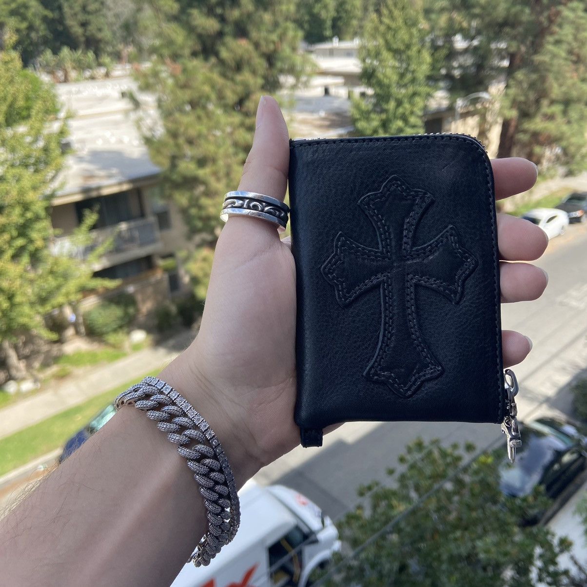 Chrome Hearts Chrome Hearts Black Leather Cemetery Cross Zip
