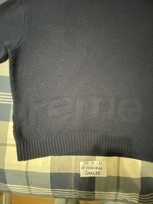 Supreme Supreme Textured Small Box Sweater - Navy | Grailed