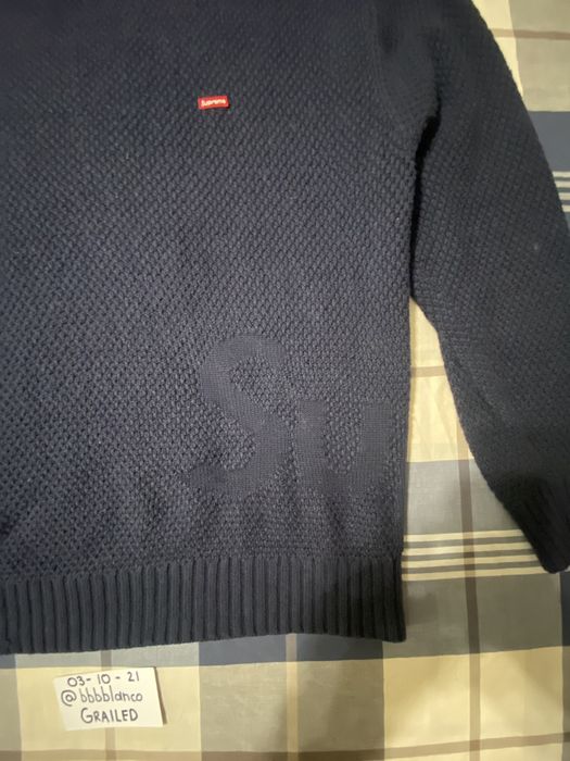 Supreme Supreme Textured Small Box Sweater - Navy | Grailed