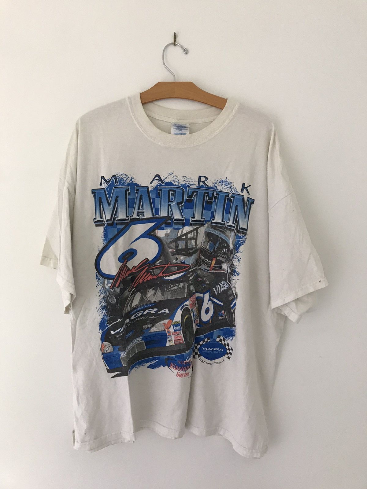 image of Viagra Nascar Tee Mark Martin in White, Men's (Size 2XL)