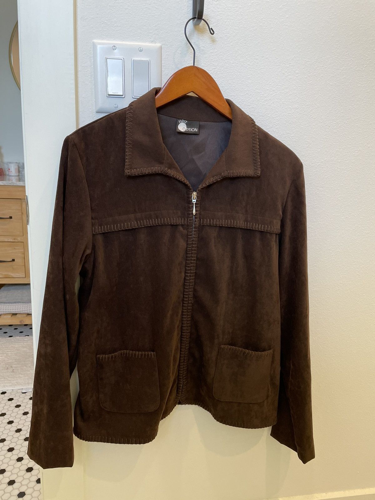 Rare Vintage Suede First Option Zip Up