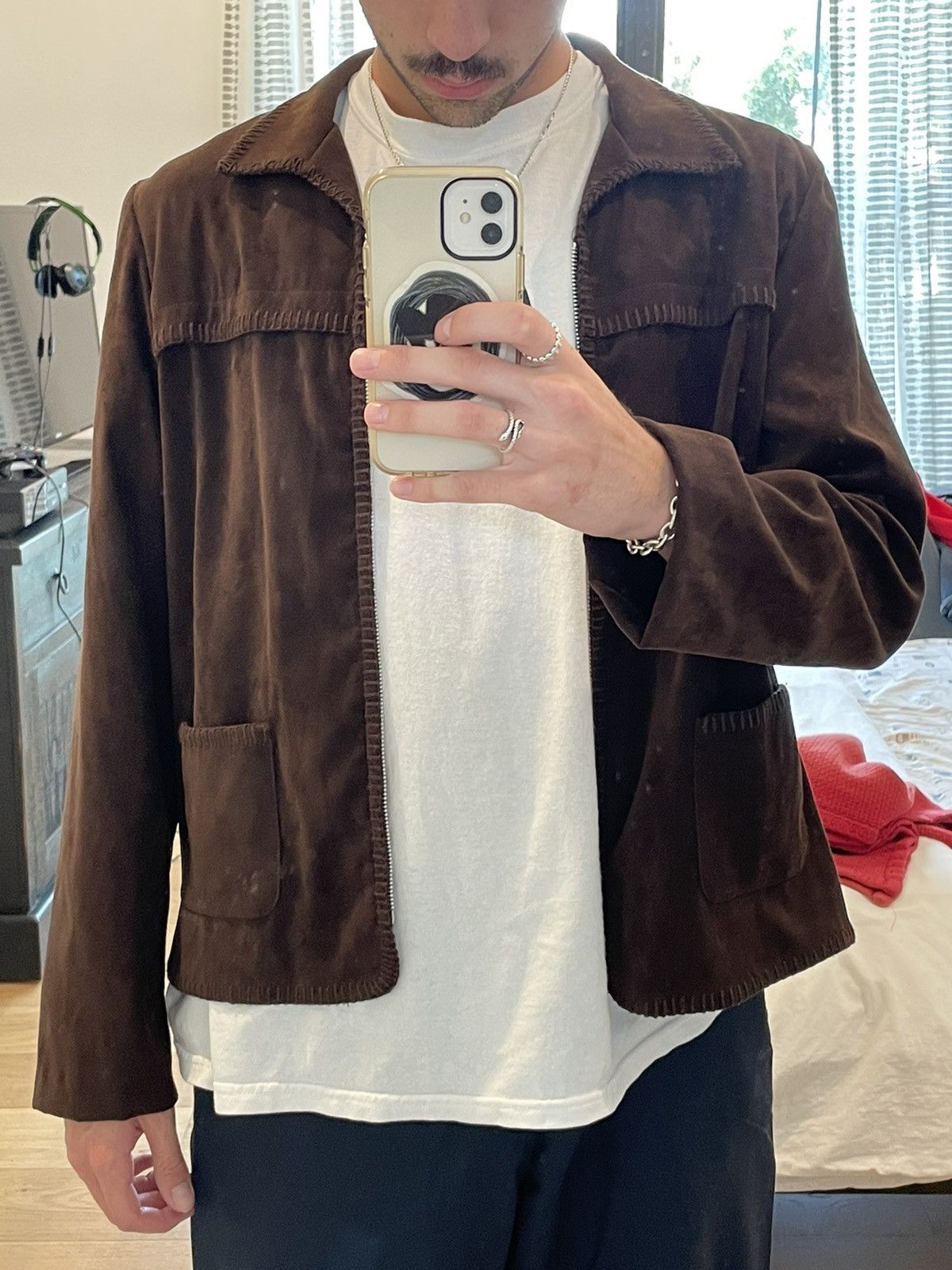 Rare Vintage Suede First Option Zip Up