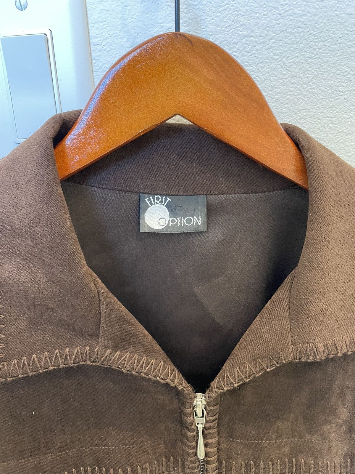 Rare Vintage Suede First Option Zip Up