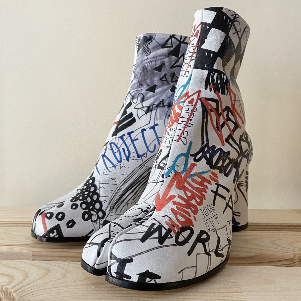 Maison Margiela Graffiti Leather Tabi Boots | Grailed