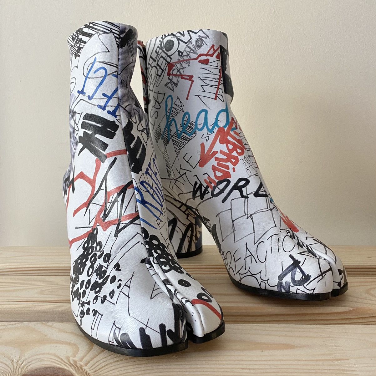 Maison Margiela Graffiti Leather Tabi Boots | Grailed