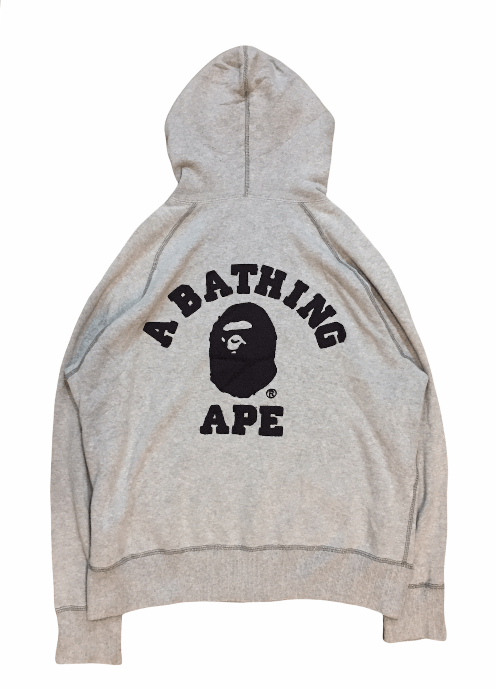 image of Bape 2008 College Applique Hoodie in Grey, Men's (Size Large)