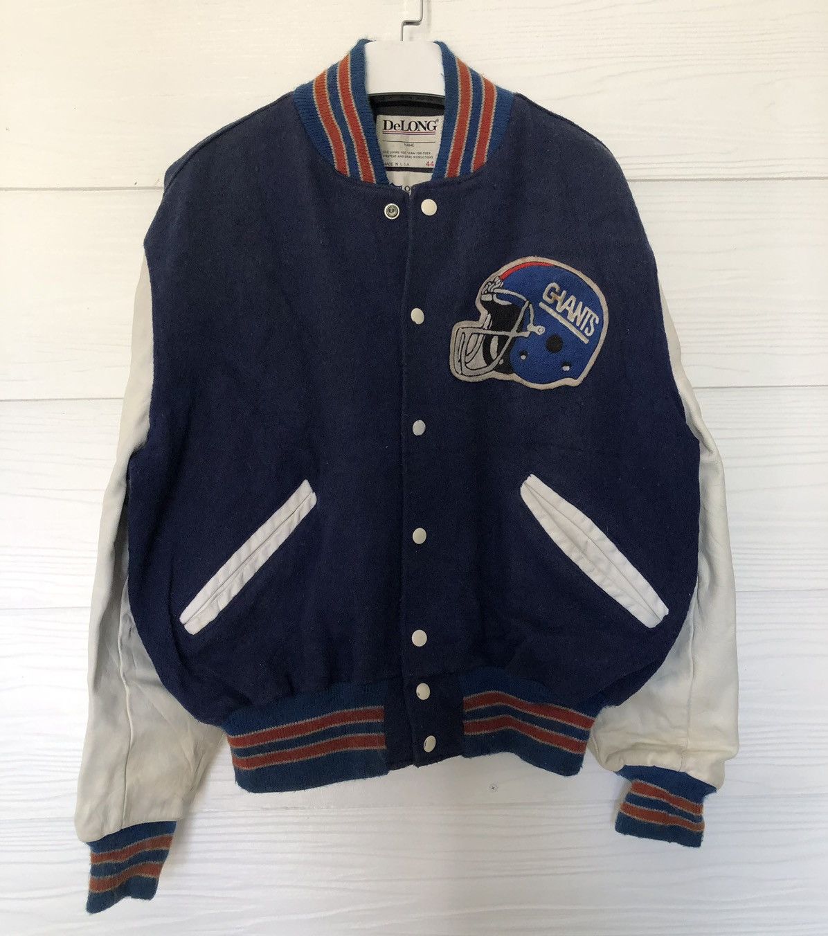 New York GIANTS good DeLong Vintage Super Bowl Wool Varsity Jacket Size 40