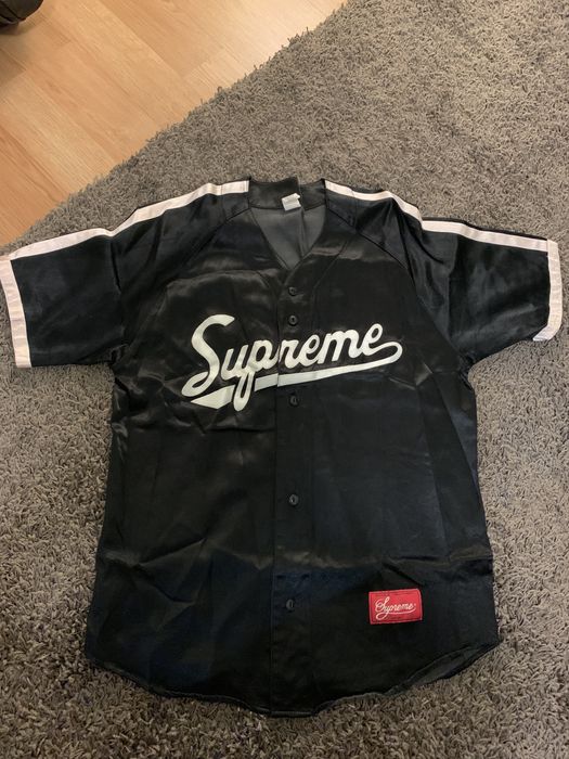 Supreme Satin Baseball Jersey Black Men's - SS17 - US