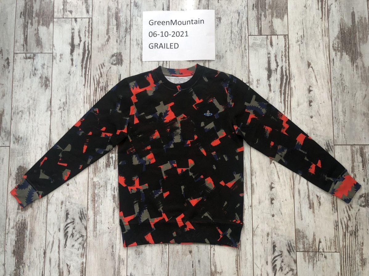 Vivienne Westwood Black & Red Paint Brush Print Sweatshirt L