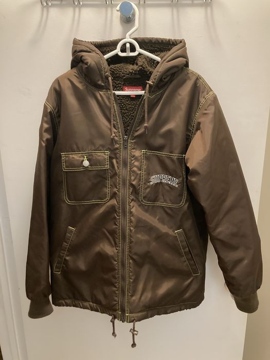 Supreme sherpa lined clearance nylon zip up jacket