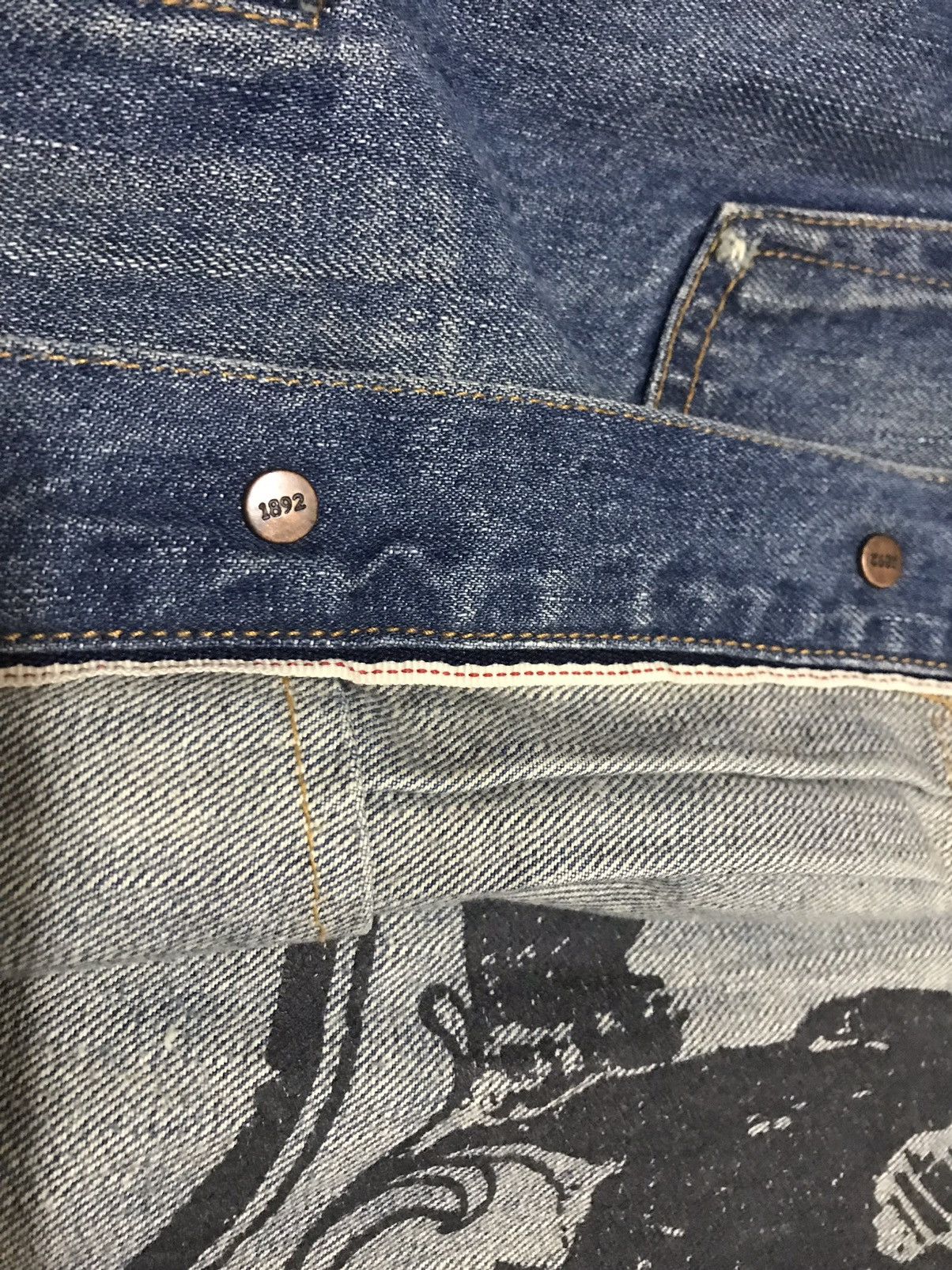 Designer × Japanese Brand EZRA FITCH SELVEDGE PAINTED DISTRESSED DENIM JACKET Size US L / EU 52-54 / 3 - 15 Thumbnail