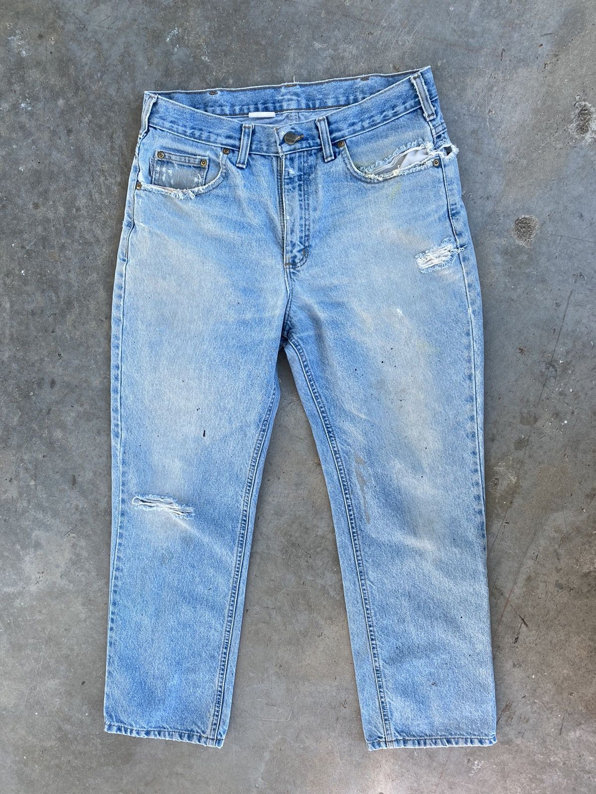 Carhartt Carhartt Distressed + Worn Denim Jeans Sz. 36 Patch Paint Size US 36 / EU 52 - 1 Thumbnail