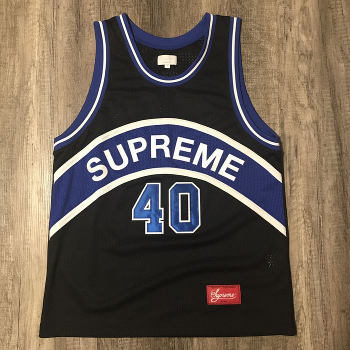 Supreme Curve Basketball Jersey (Black / Blue) | Grailed