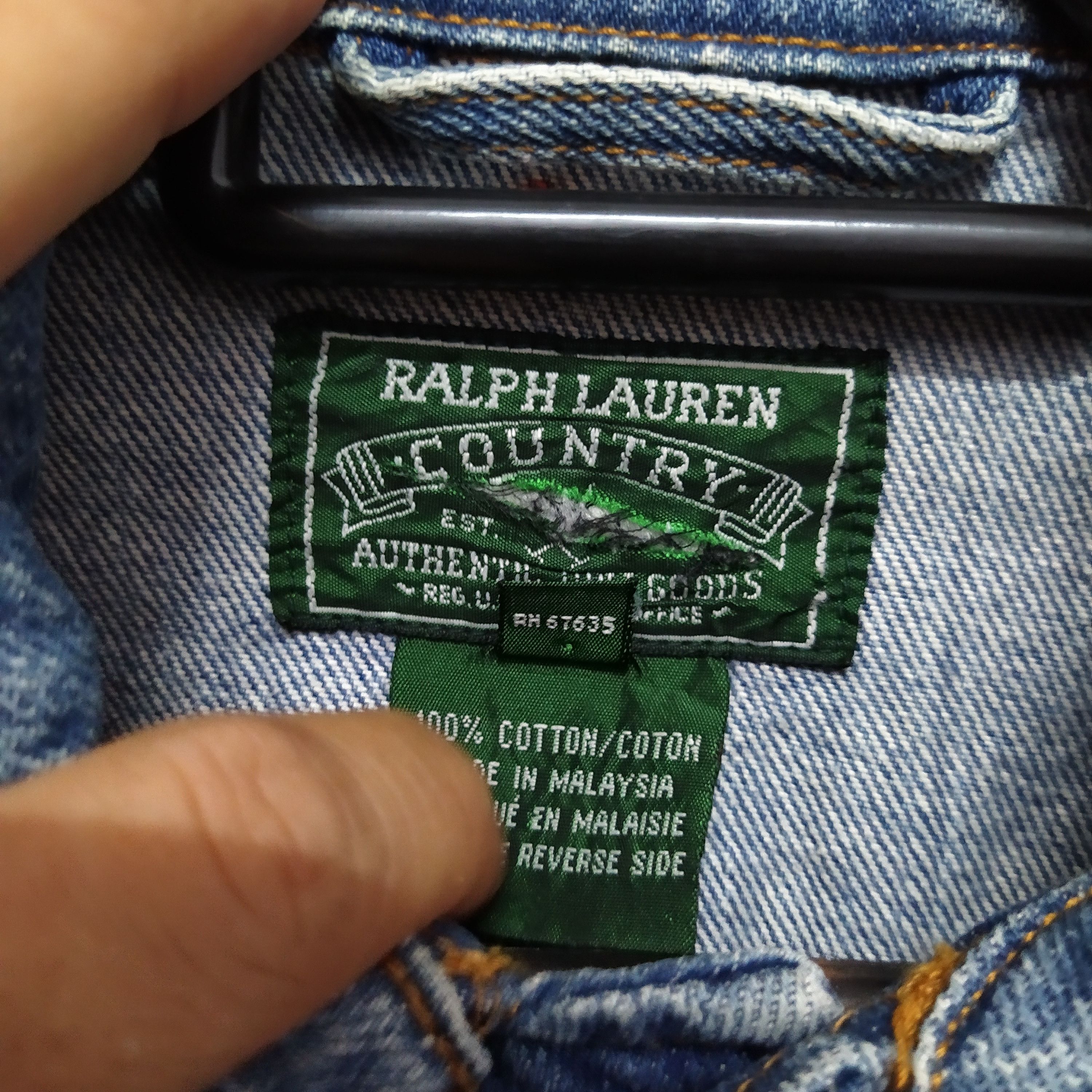 Polo Ralph Lauren × Vintage POLO COUNTRY RALPH LAUREN BIG FLAG DENIM JACKET (D137) Size US S / EU 44-46 / 1 - 6 Thumbnail