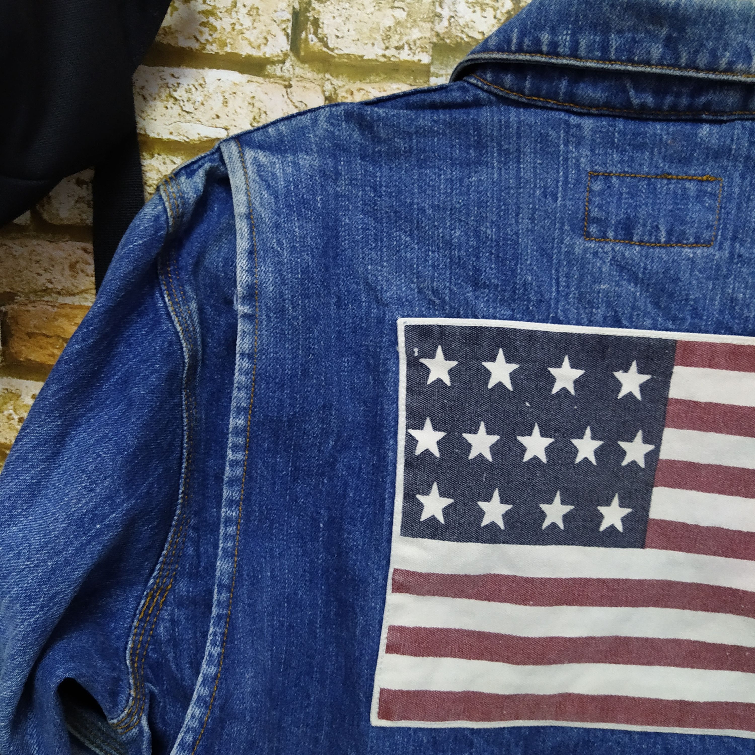 Polo Ralph Lauren × Vintage POLO COUNTRY RALPH LAUREN BIG FLAG DENIM JACKET (D137) Size US S / EU 44-46 / 1 - 3 Thumbnail