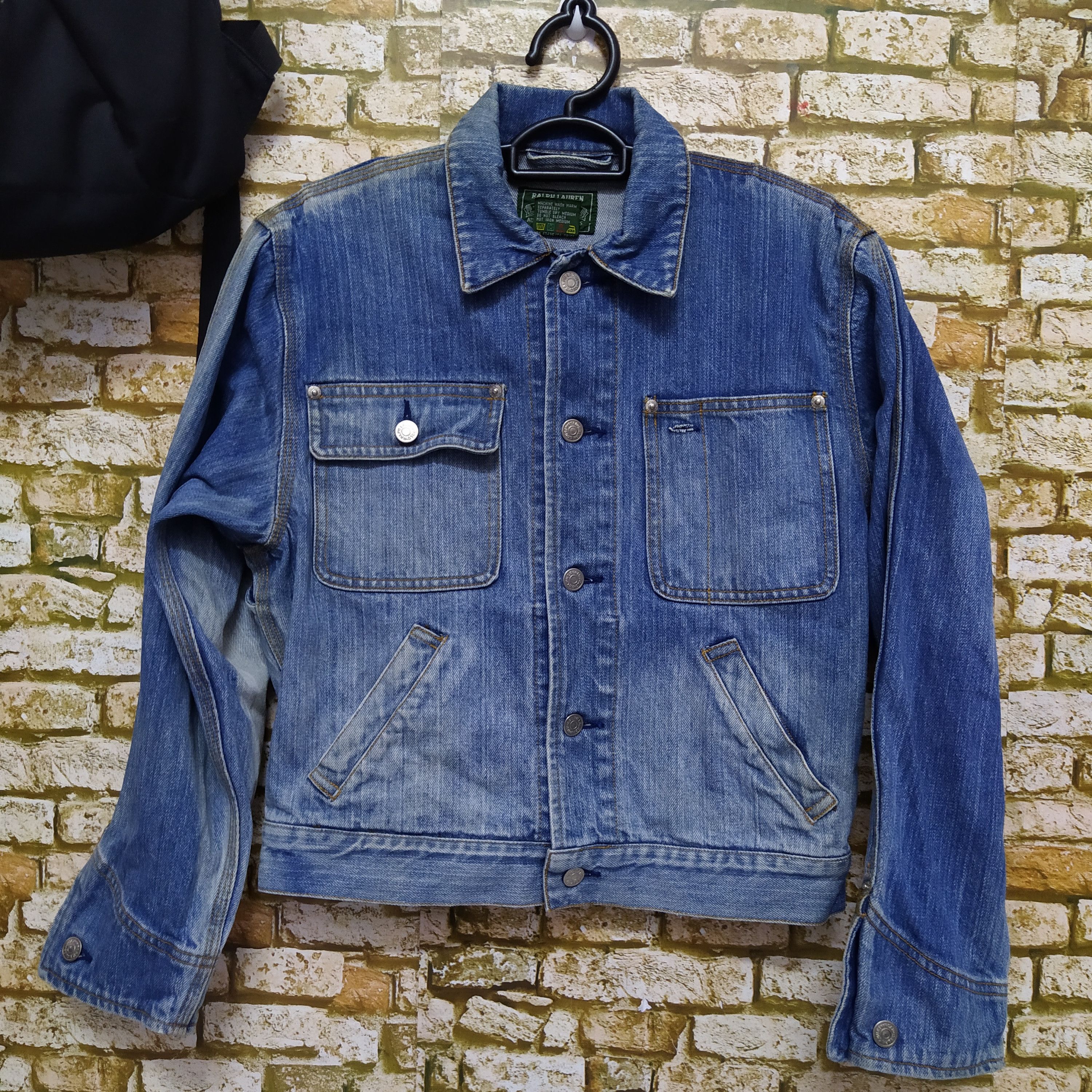 Polo Ralph Lauren × Vintage POLO COUNTRY RALPH LAUREN BIG FLAG DENIM JACKET (D137) Size US S / EU 44-46 / 1 - 5 Thumbnail
