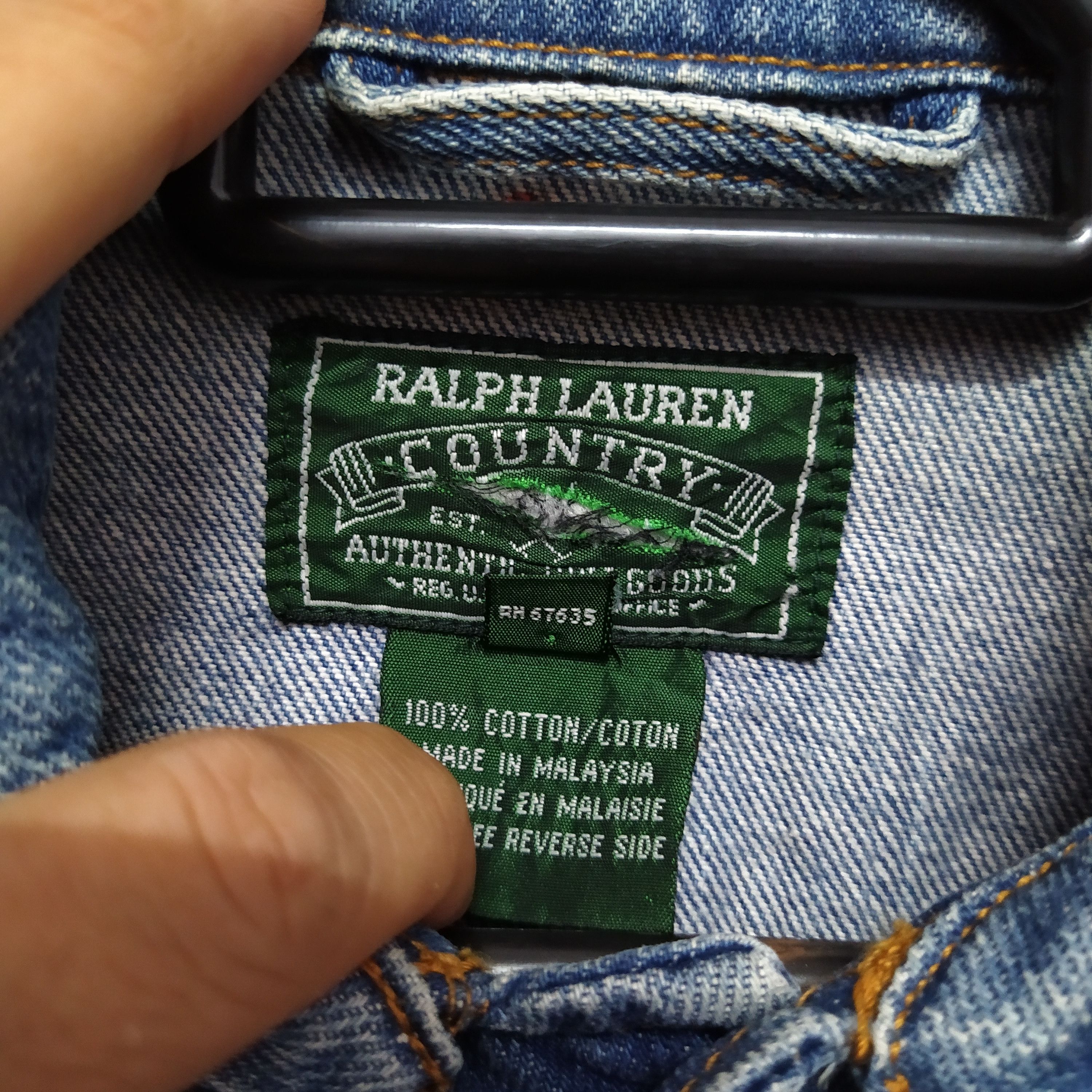 Polo Ralph Lauren × Vintage POLO COUNTRY RALPH LAUREN BIG FLAG DENIM JACKET (D137) Size US S / EU 44-46 / 1 - 7 Thumbnail