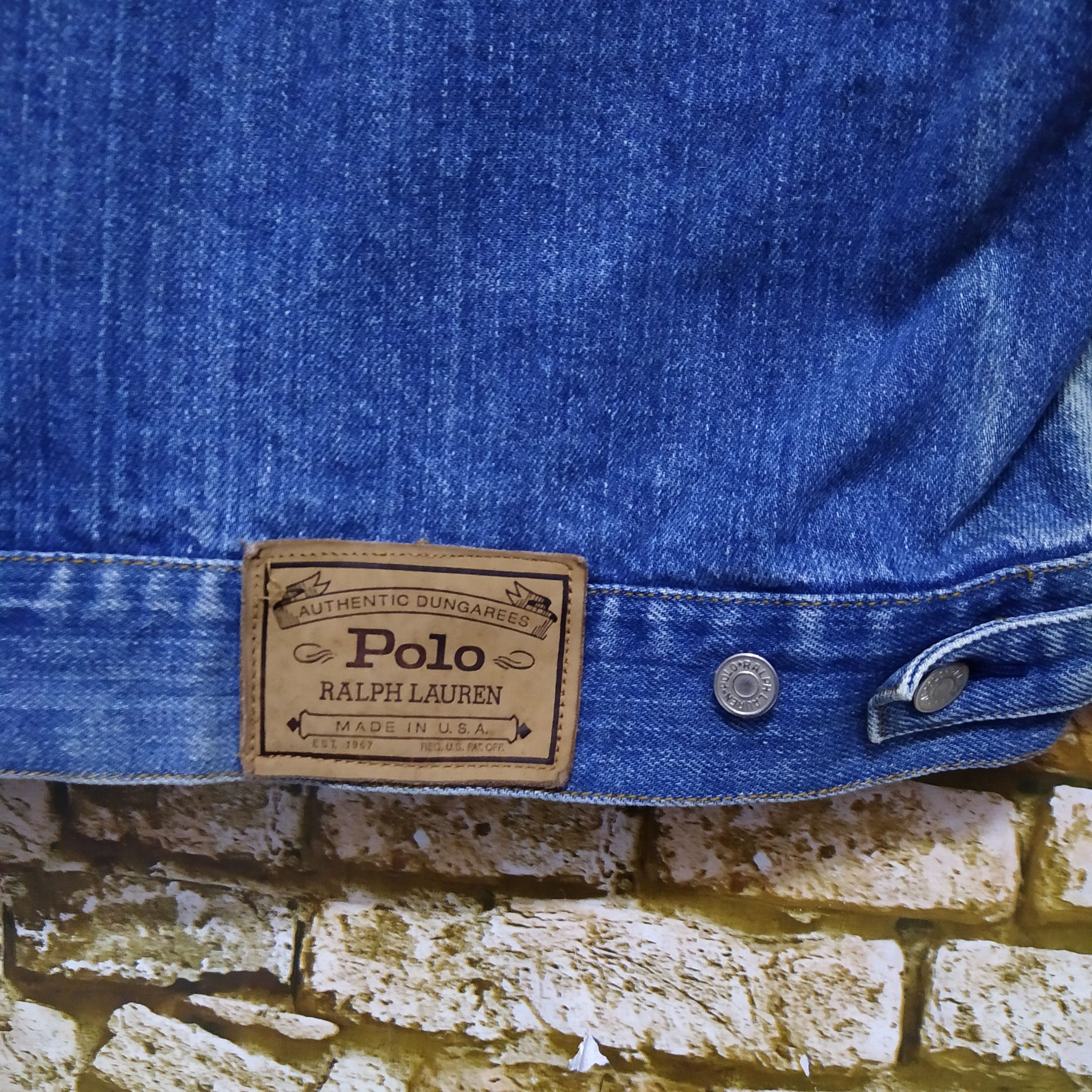 Polo Ralph Lauren × Vintage POLO COUNTRY RALPH LAUREN BIG FLAG DENIM JACKET (D137) Size US S / EU 44-46 / 1 - 4 Thumbnail