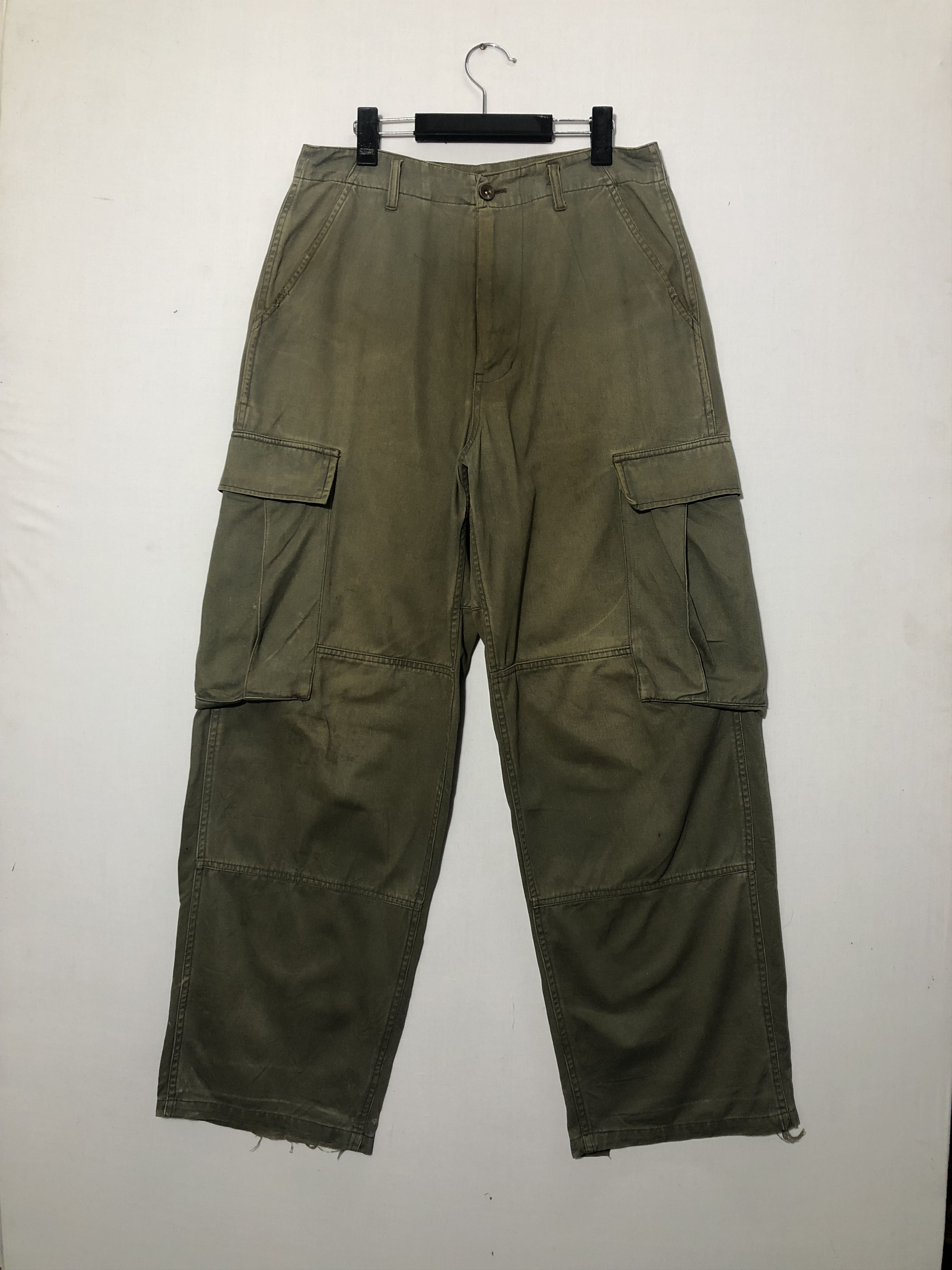 Japanese Brand MILITARY FADED GREEN BAGGY CARGO PANTS Size US 30 / EU 46 - 1 Thumbnail
