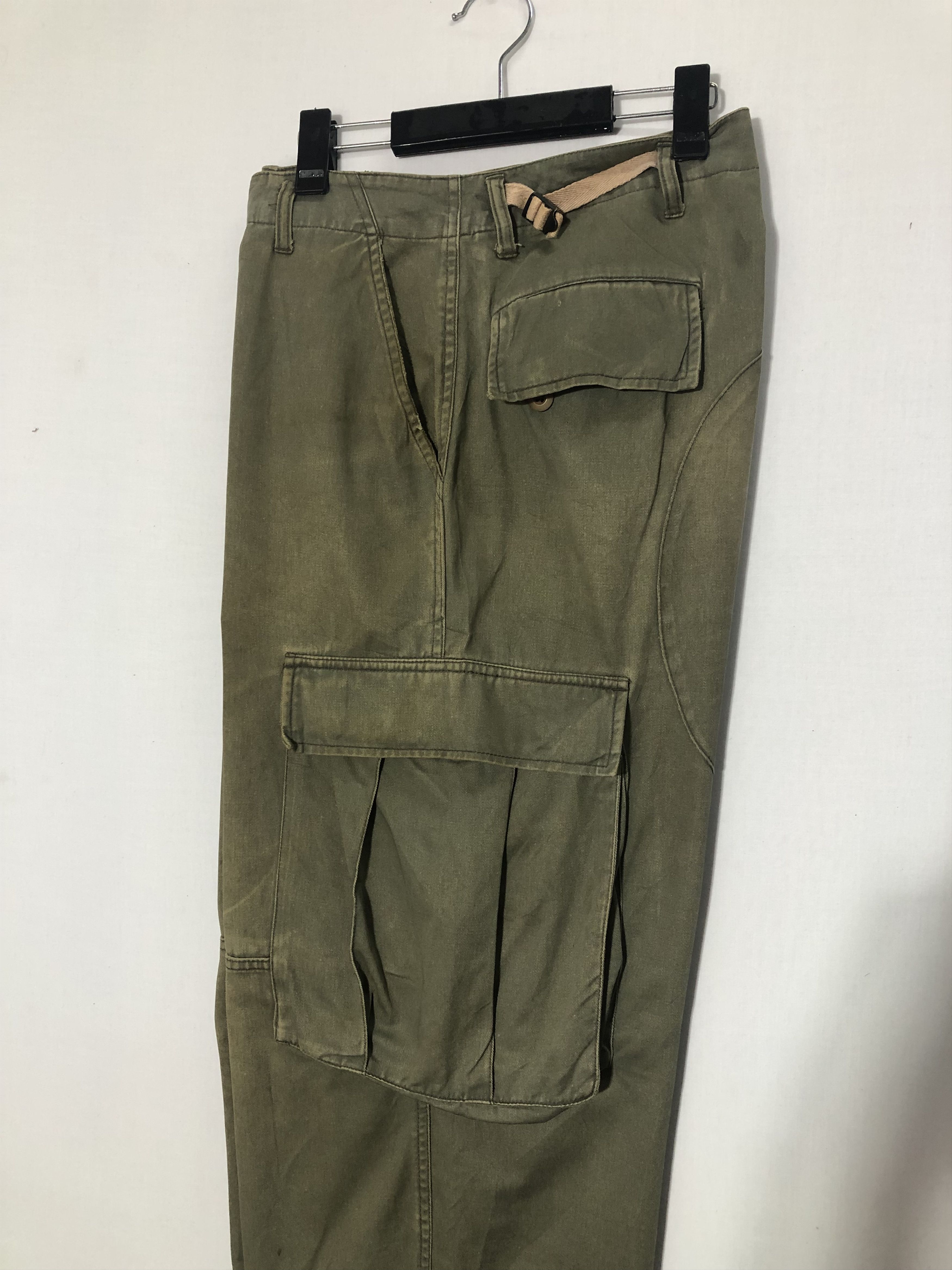 Japanese Brand MILITARY FADED GREEN BAGGY CARGO PANTS Size US 30 / EU 46 - 15 Thumbnail