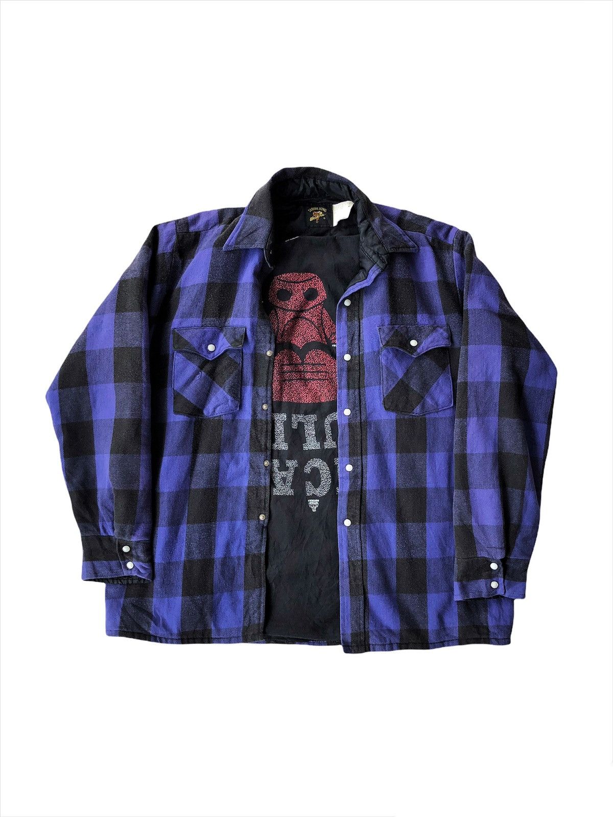 Vintage 1980s Saddle King Quilt Lining Western Flannel Shirt Size US L / EU 52-54 / 3 - 1 Thumbnail