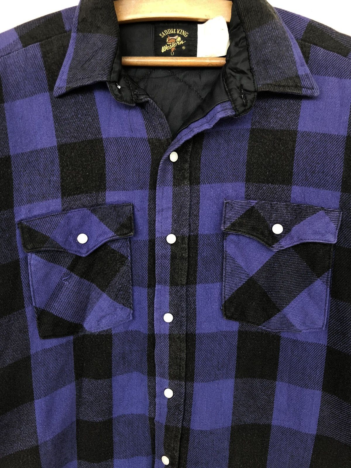 Vintage 1980s Saddle King Quilt Lining Western Flannel Shirt Size US L / EU 52-54 / 3 - 6 Thumbnail