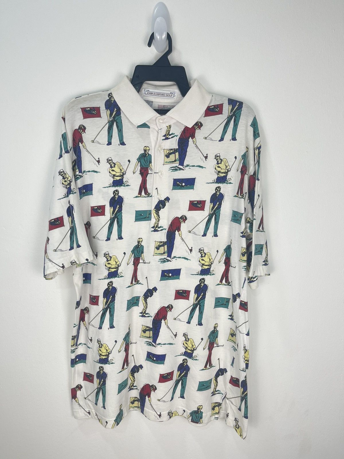 John Ashford VINTAGE FULL PRINT JOHN ASFORD GOLF COLLAR TSHIRT Size US XL / EU 56 / 4 - 1 Thumbnail