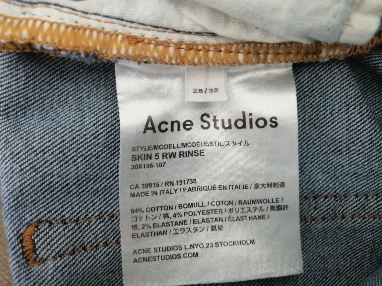 Acne Studios SKIN 5 RW RINSE SKINNY JEANS SIZE 28 Size US 28 / EU 44 - 7 Thumbnail
