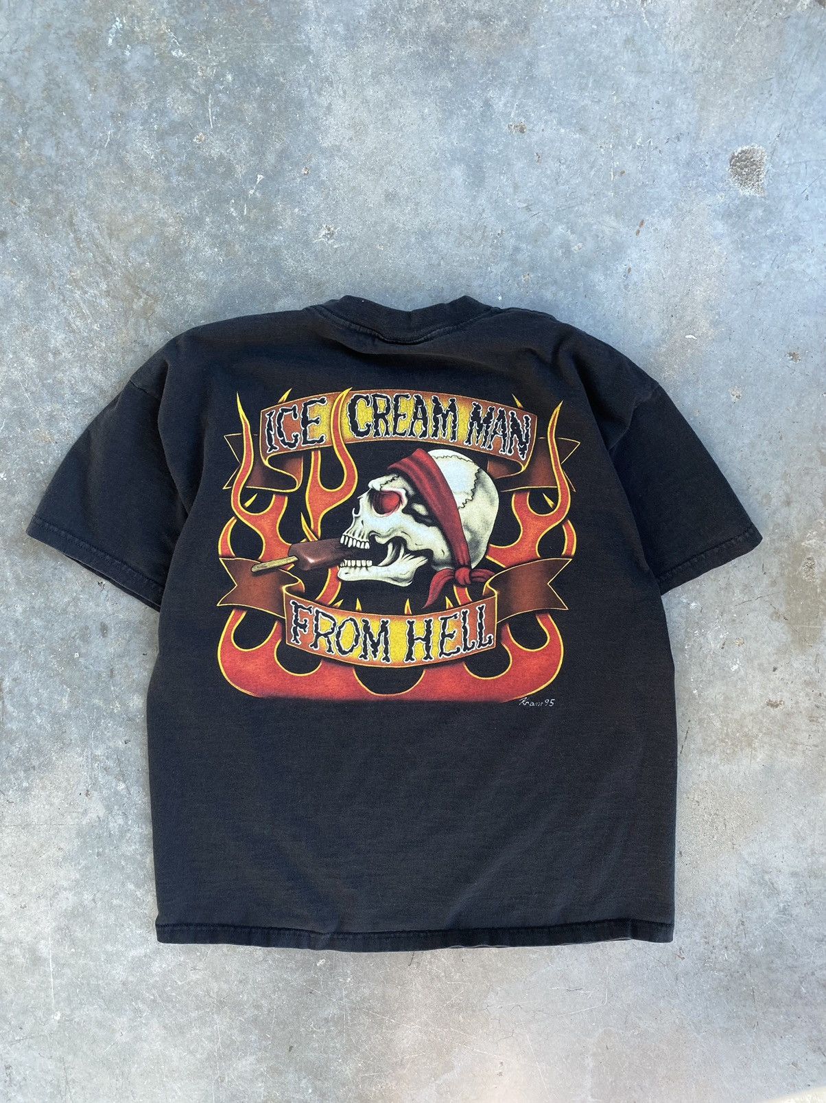 Lee × Vintage Vintage Ice Cream Man From Hell Logo Tee Black Large 