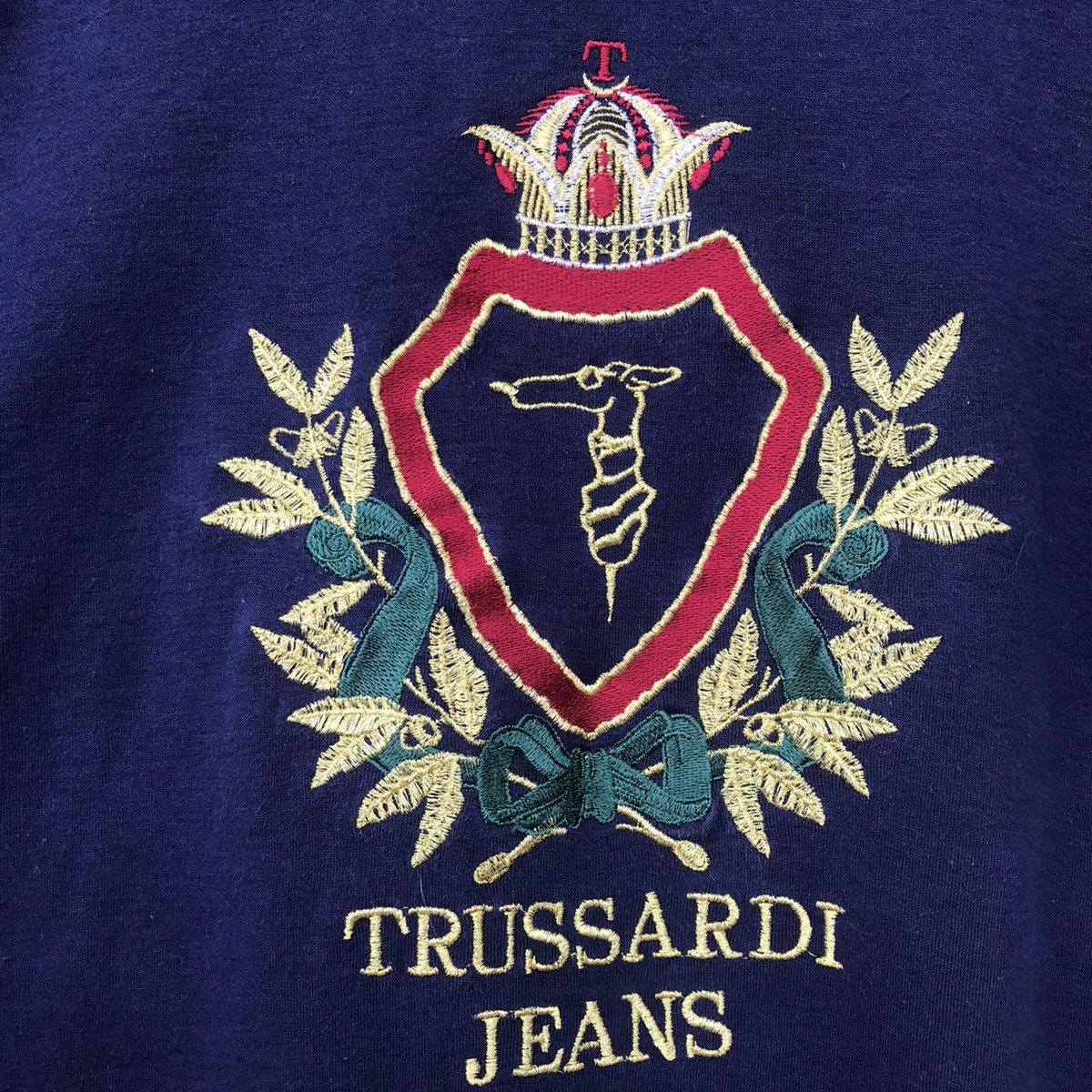 Trussardi × Vintage Vintage Trussardi Sweatshirt Big Logo Embroidered Size US L / EU 52-54 / 3 - 2 Thumbnail