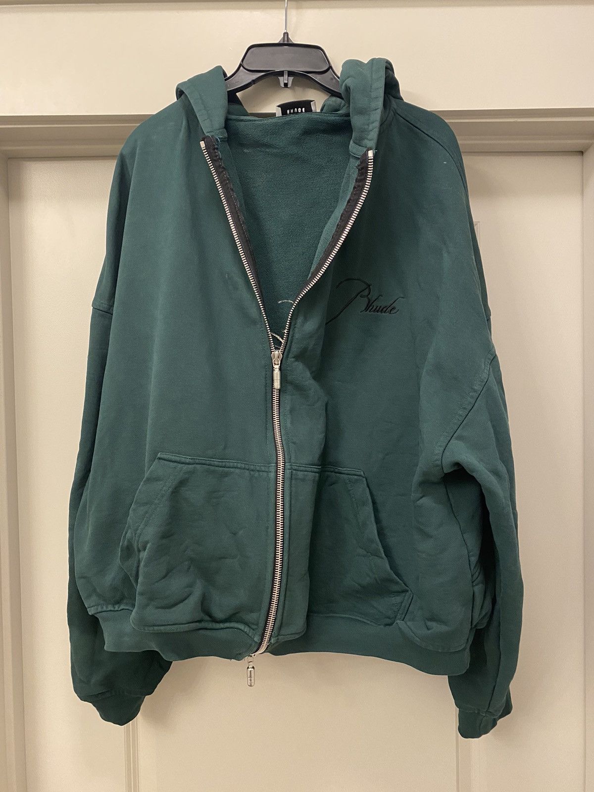 Rhude Rhude Zip Up Hoodie Dark Green | Grailed