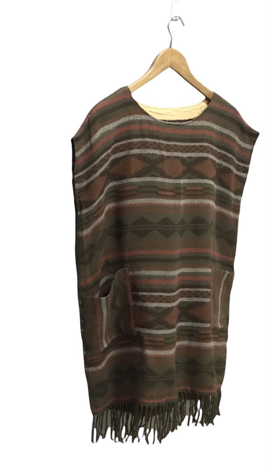 Blue Blanket Vintage blanket poncho navajo native double pocket front Size ONE SIZE - 4 Thumbnail